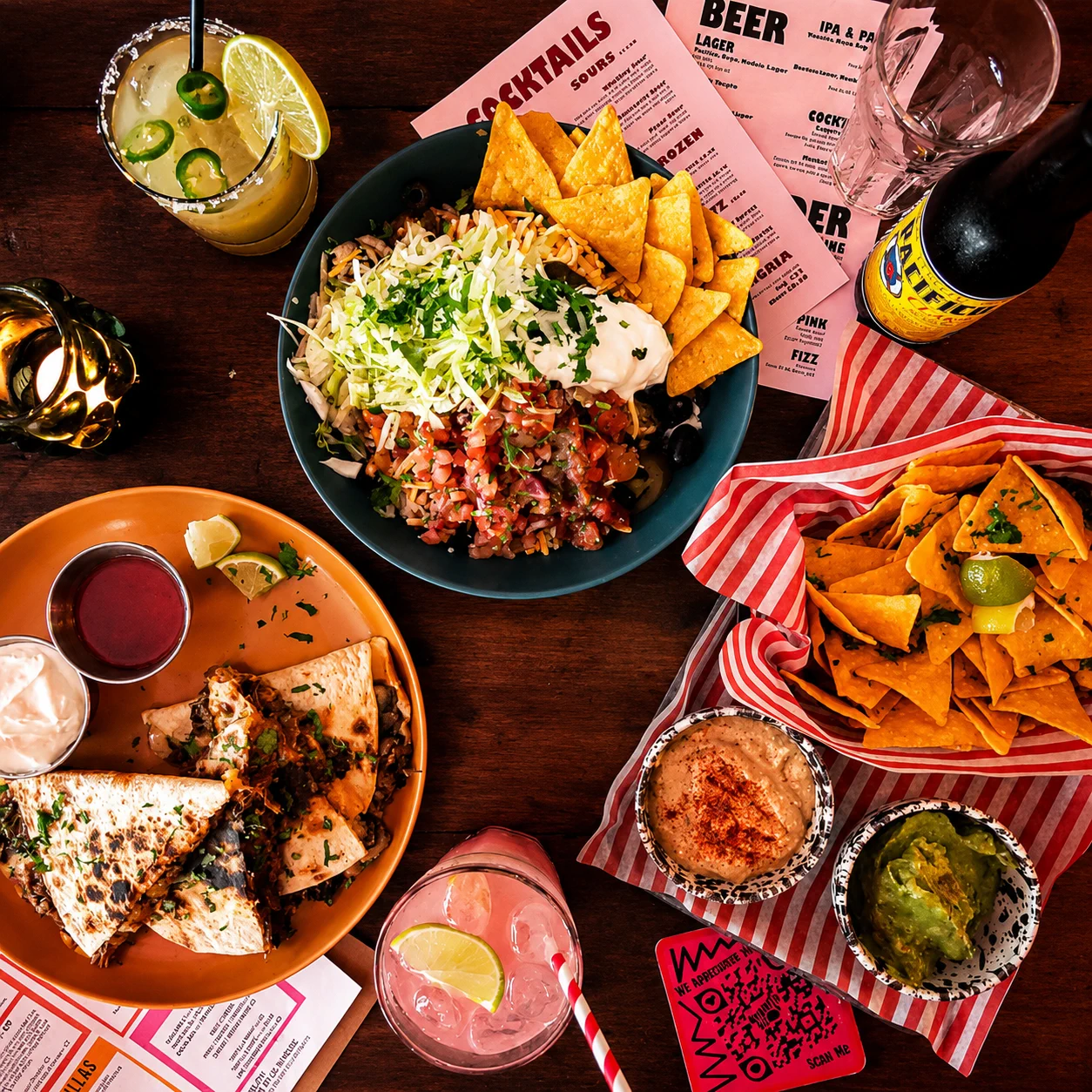 Burritos, nachos and drinks at Burrito Buoy